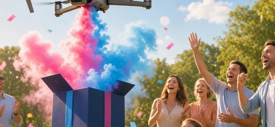 Family and friends reacting together at an outdoor celebration